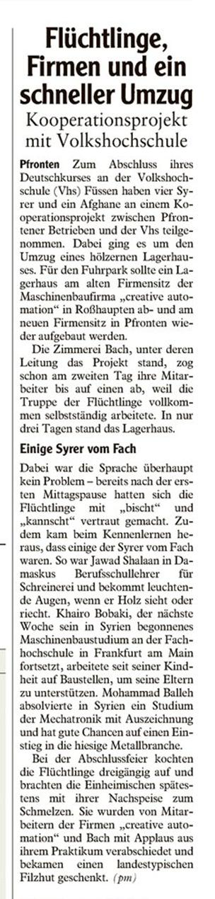 zeitungsmeldung