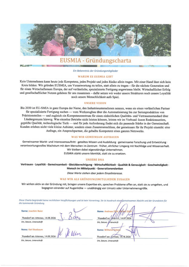 EUSMIA Gründungscharta